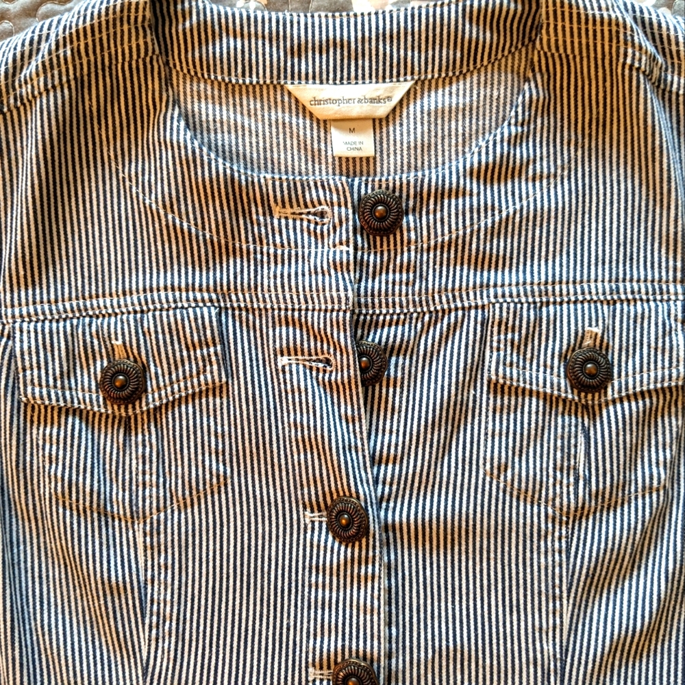 Christopher & Banks Navy/White Pinstriped Jacket - Picture 3 of 4